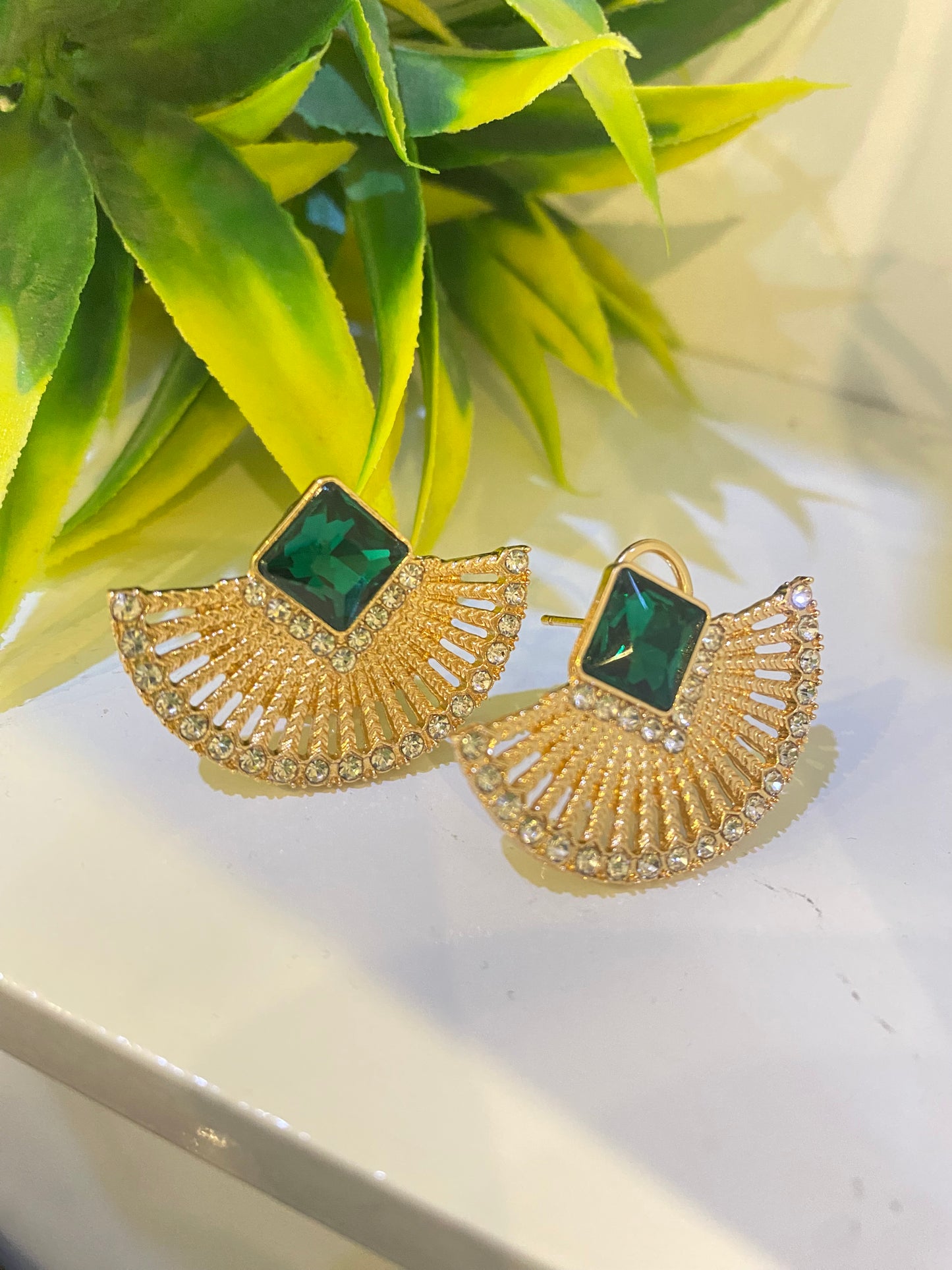 Green Sparklers Earrings -A027