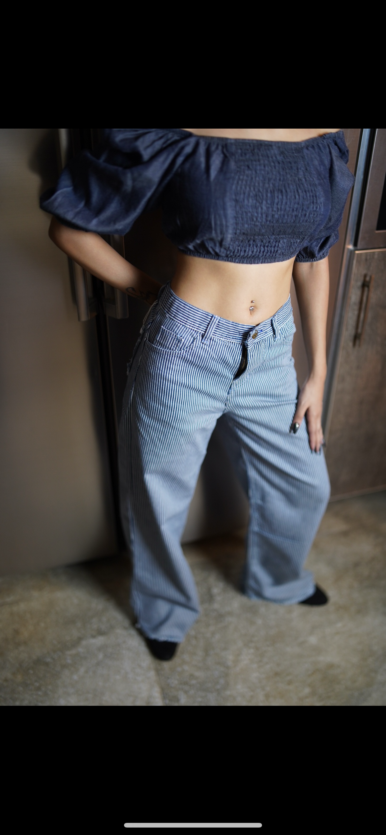 Pinstripe Wide Leg Jeans