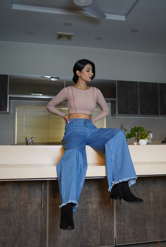 Powder Blue Wide Legs Jeans