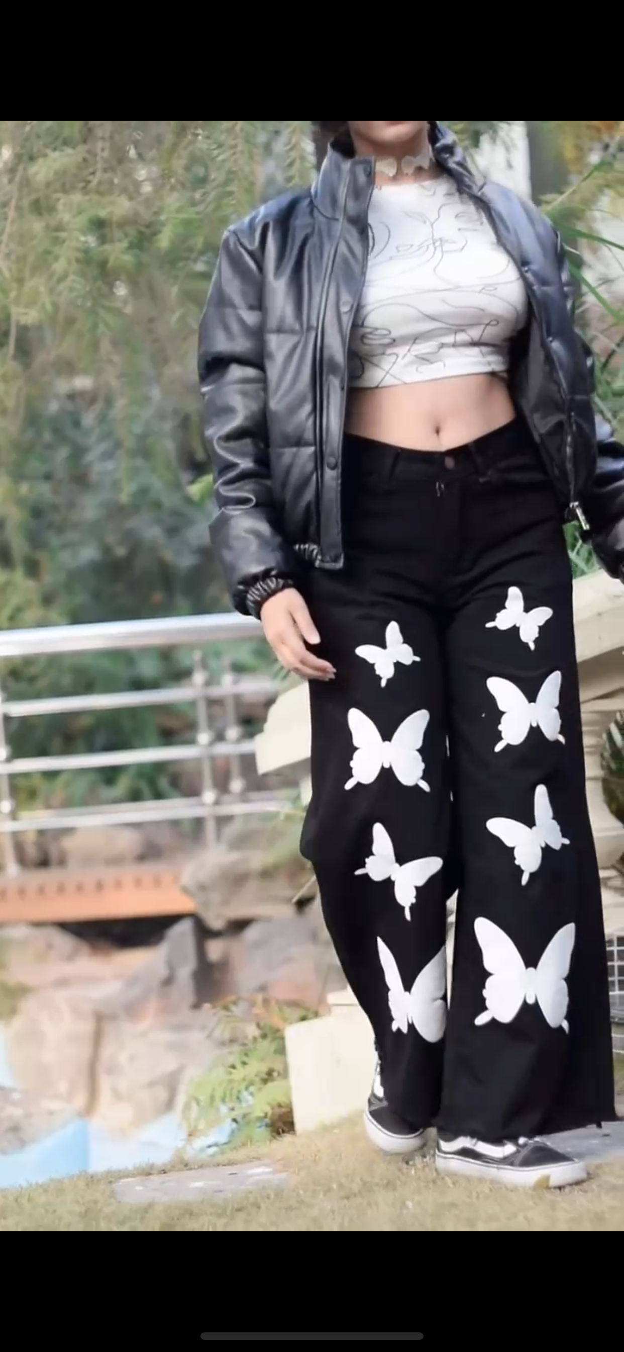 Butterfly Print Wide leg jeans