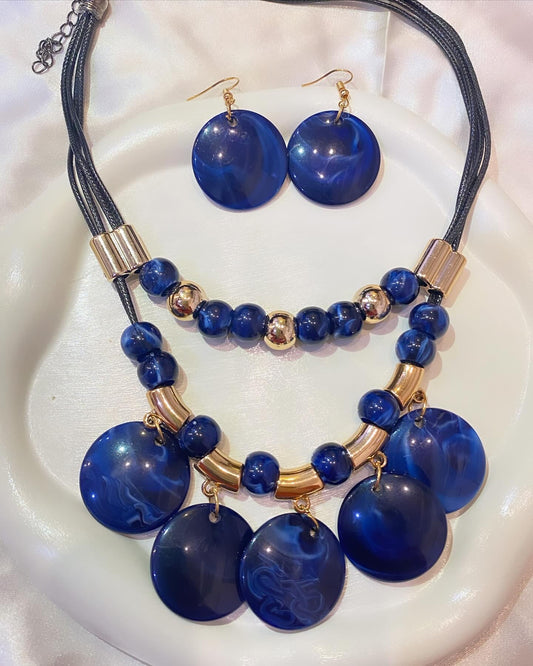 Charming Beaded Blue Bliss Necklace -A211