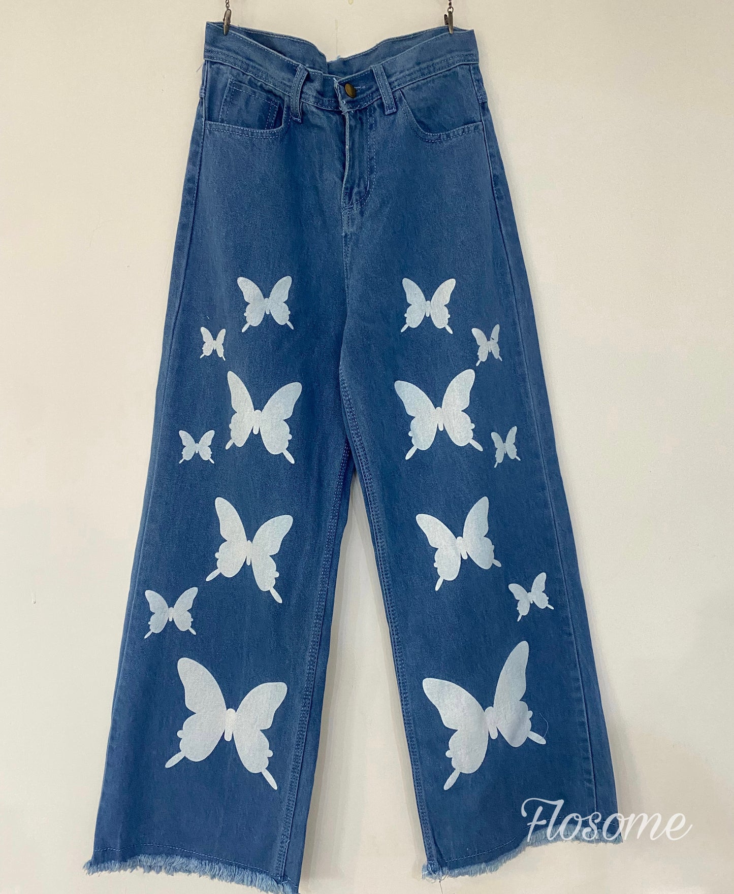 Butterfly print Wide Leg Jeans