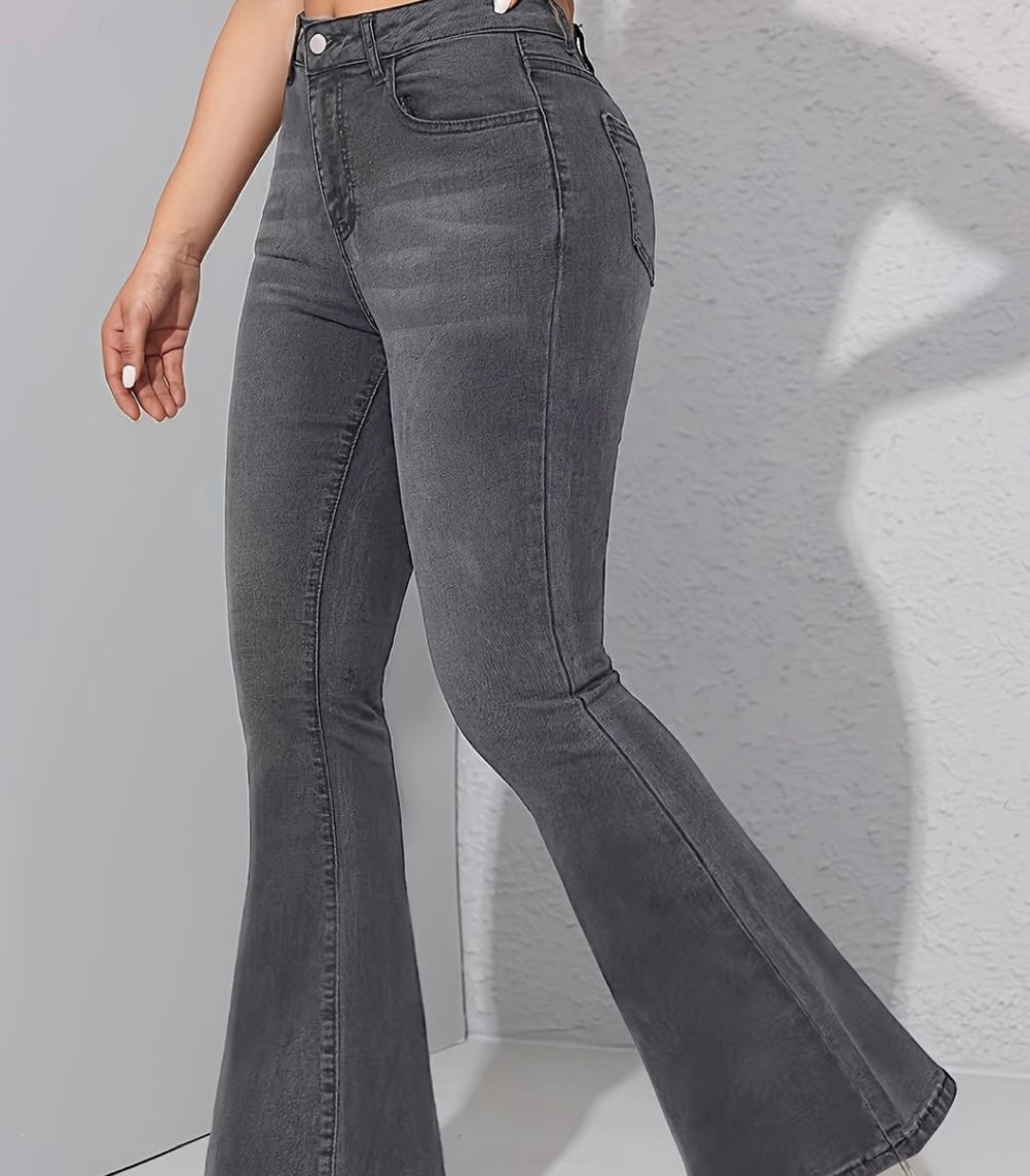 Gray High waisted Flared Jeans