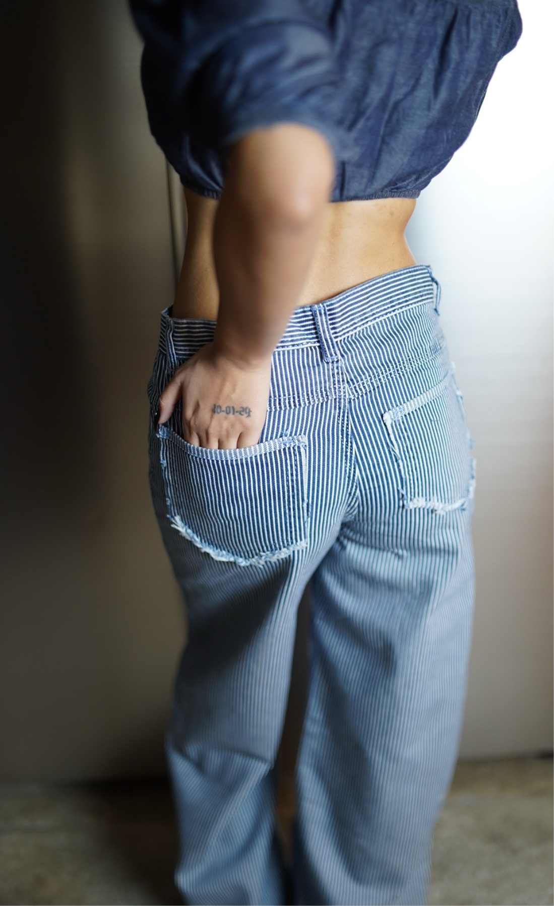 Pinstripe Wide Leg Jeans