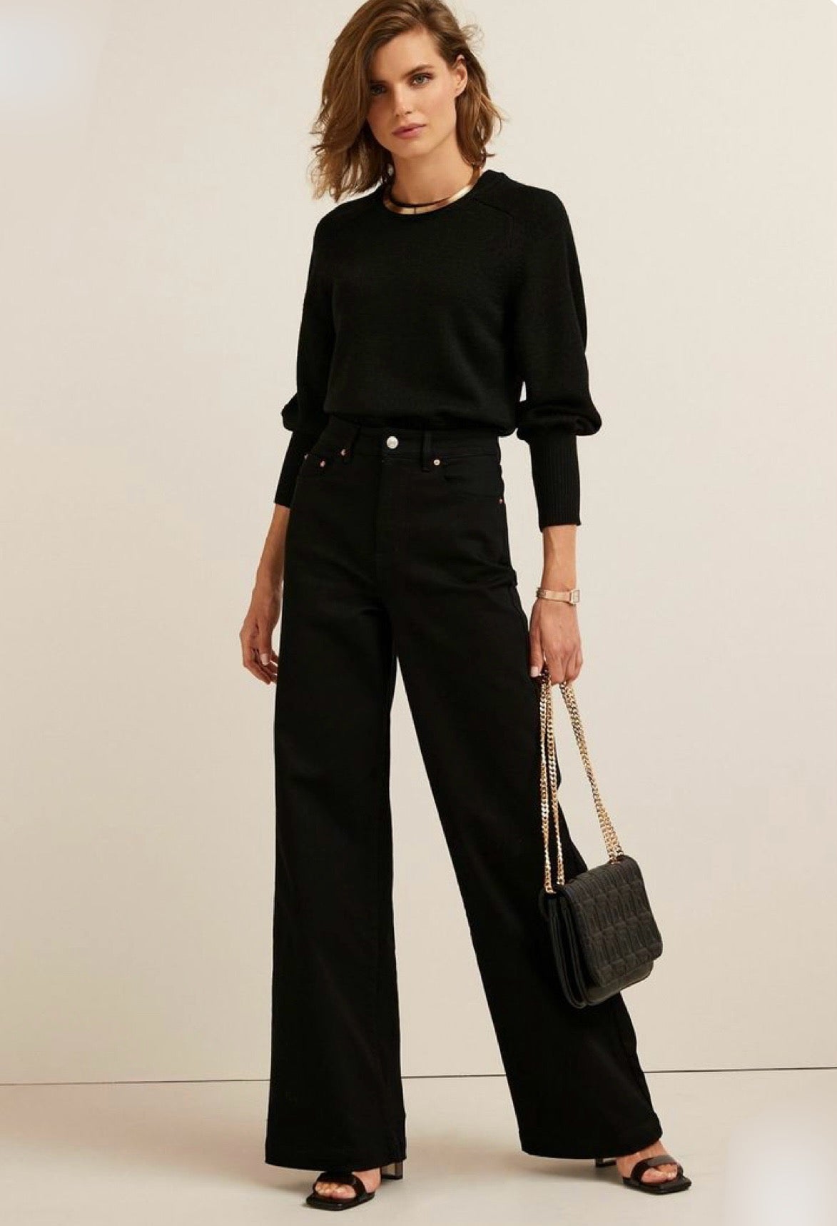 Pure Black Wide leg Jeans
