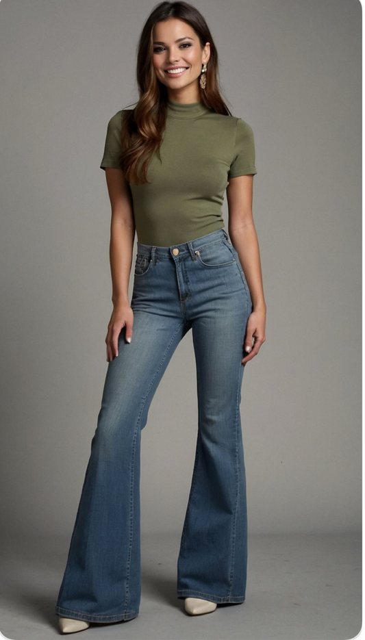 Boot Cut High waisted Mid Blue Jeans