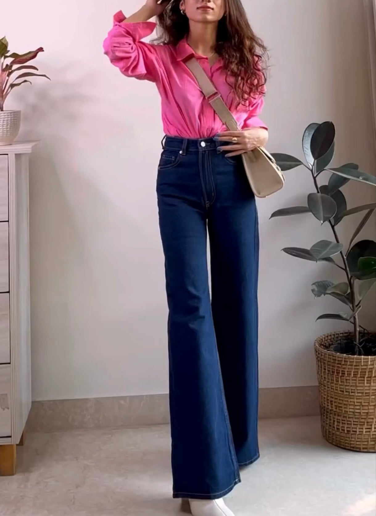 Navy Blue Straight Wide Legs Jeans