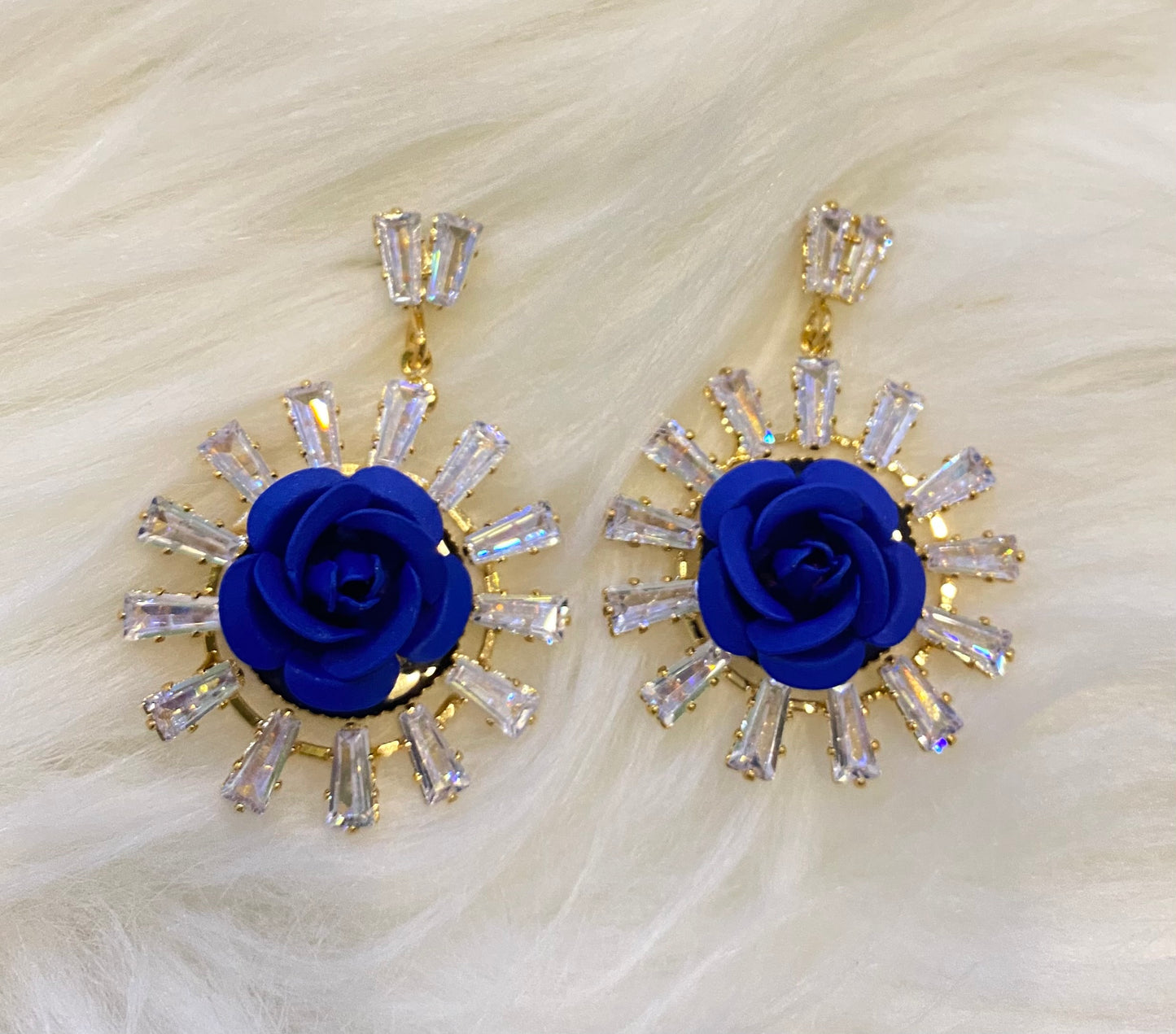 Embellished Rose Drop Earrings-A021