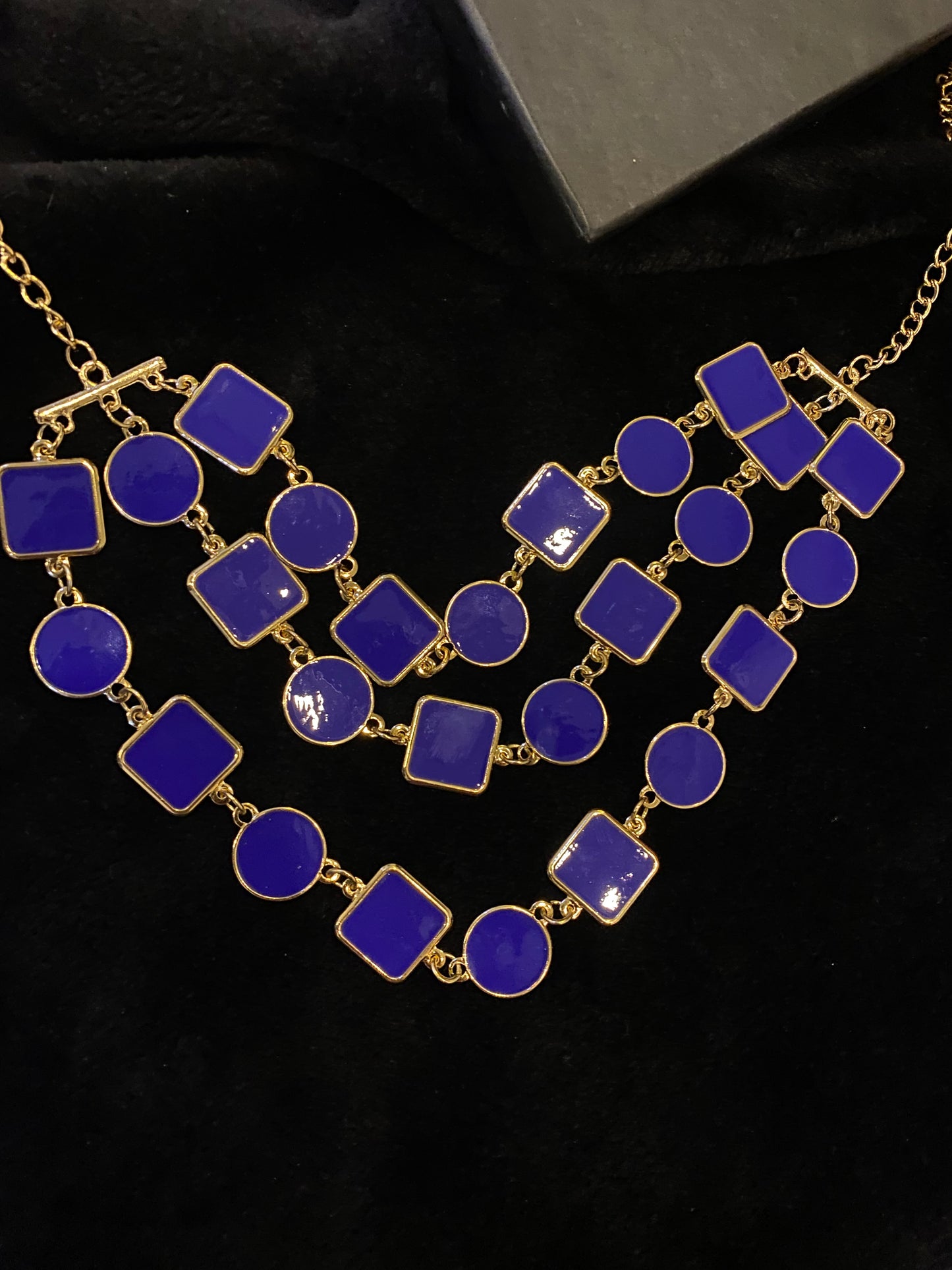 Three layered Blue Pop Necklace -A213