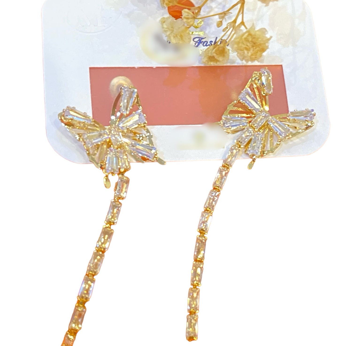 Butterfly Drop Chain Earrings Pair-A002