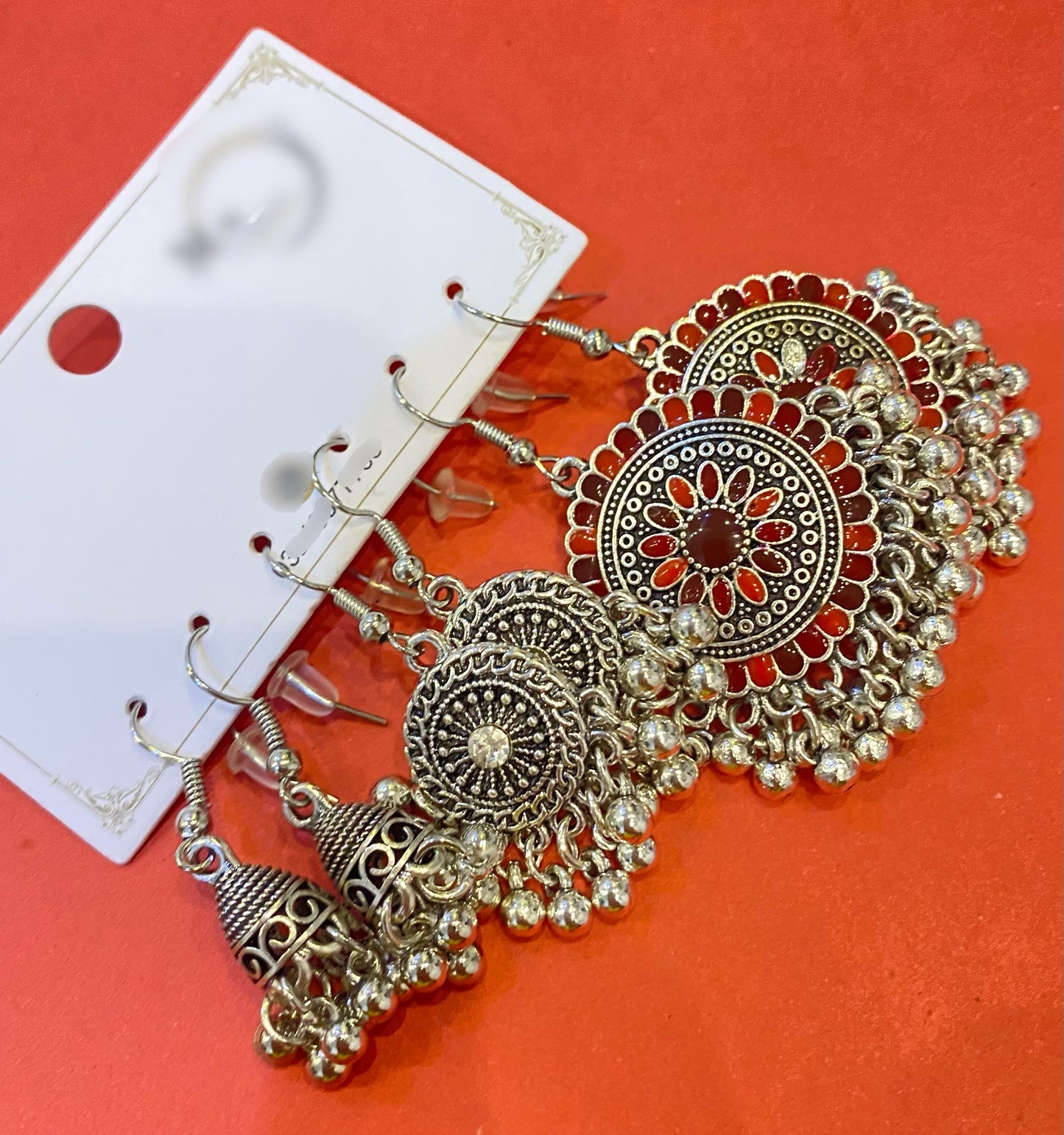 Ethnic Silver Oxidised Earrings Pack -A020